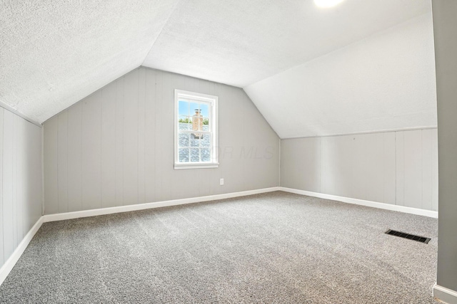4120 Mcallister Ave, Columbus, OH 43227 - additional living space featuring vaulted ceiling, carpet floors, and a textured ceiling