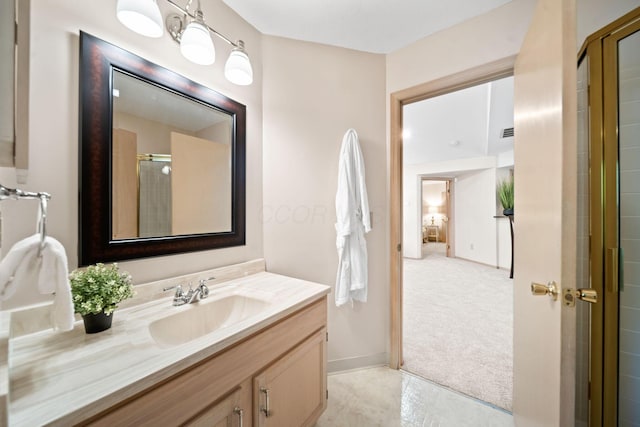 354 Hidden Ravines Dr, Powell, OH 43065 - full bathroom featuring vanity and a shower with shower door