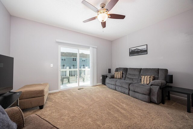 5731 Passage Creek Dr, Dublin, OH 43016 - living area featuring carpet and ceiling fan
