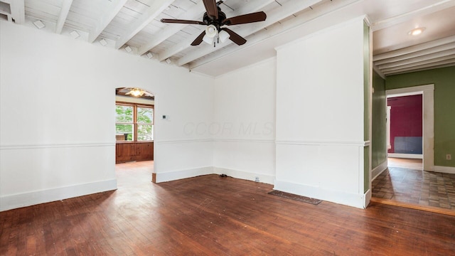 339 W Maple St, Granville, OH 43023 - empty room featuring a ceiling fan, hardwood / wood-style floors, and arched walkways