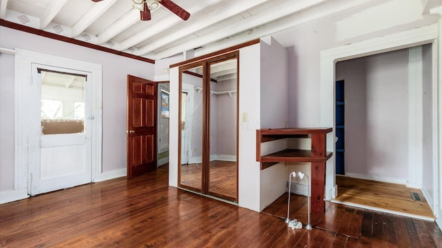 339 W Maple St, Granville, OH 43023 - unfurnished bedroom with hardwood / wood-style floors and beam ceiling