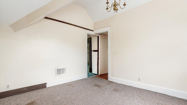 339 W Maple St, Granville, OH 43023 - carpeted spare room with vaulted ceiling and a chandelier