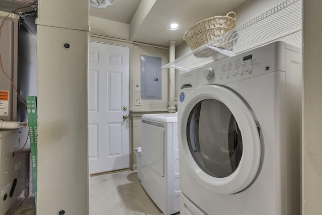 4861 Dickens Dr, Columbus, OH 43227 - washroom featuring electric panel, separate washer and dryer, and recessed lighting