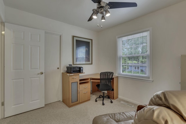 4861 Dickens Dr, Columbus, OH 43227 - home office featuring light colored carpet and a ceiling fan