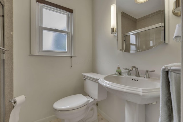 4861 Dickens Dr, Columbus, OH 43227 - bathroom with baseboards and an enclosed shower