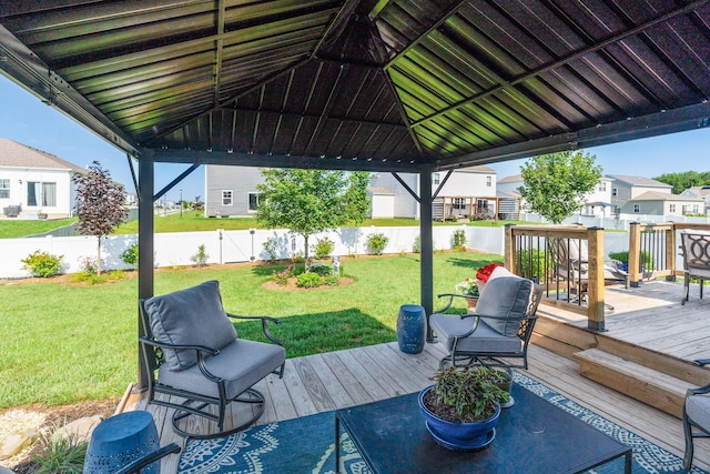 152 Natalie Ln, Granville, OH 43023 - deck with a fenced backyard, a gazebo, and a residential view