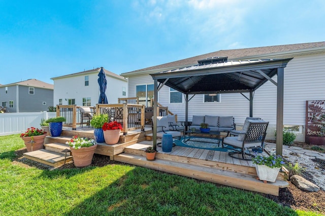 152 Natalie Ln, Granville, OH 43023 - rear view of house with a gazebo, an outdoor hangout area, and a deck