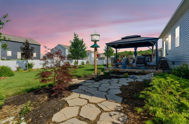 152 Natalie Ln, Granville, OH 43023 - fenced backyard with a gazebo and a patio area