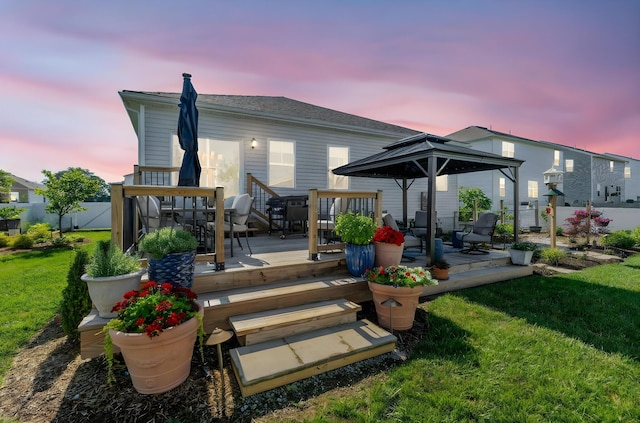 152 Natalie Ln, Granville, OH 43023 - rear view of property with a gazebo, a lawn, and a deck
