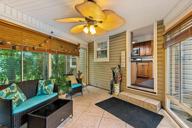 445 Hilltop Dr, Lancaster, OH 43130 - sunroom featuring a ceiling fan