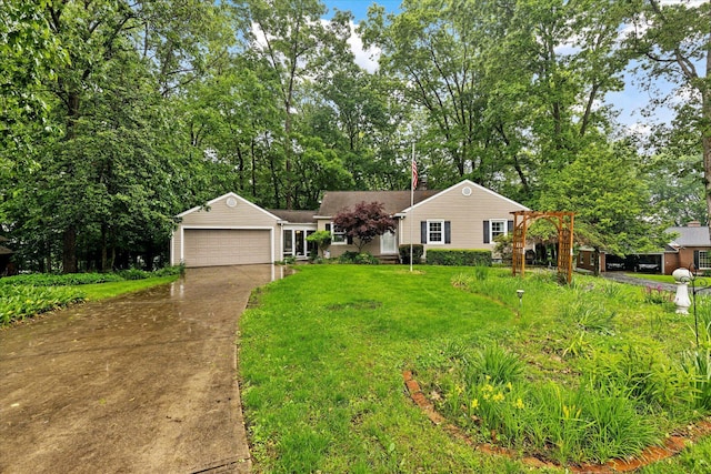 445 Hilltop Dr, Lancaster, OH 43130 - view of front facade with driveway, a front lawn, and a garage