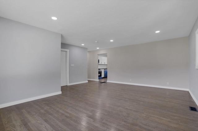 39703 Maysville Greendale Rd, Logan, OH 43138 - unfurnished living room featuring recessed lighting and dark wood-style floors