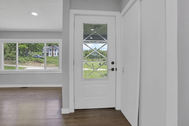 39703 Maysville Greendale Rd, Logan, OH 43138 - entryway featuring dark wood-style flooring and recessed lighting