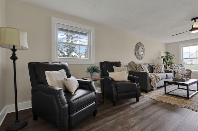101 Circle Dr, Baltimore, OH 43105 - living room featuring dark wood-style flooring and a textured ceiling