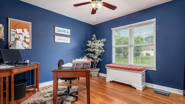 452 Jefferson Rd, Newark, OH 43055 - office with a ceiling fan and wood finished floors