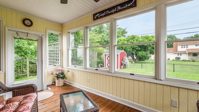 452 Jefferson Rd, Newark, OH 43055 - sunroom / solarium featuring wood-type flooring, plenty of natural light, and wooden walls