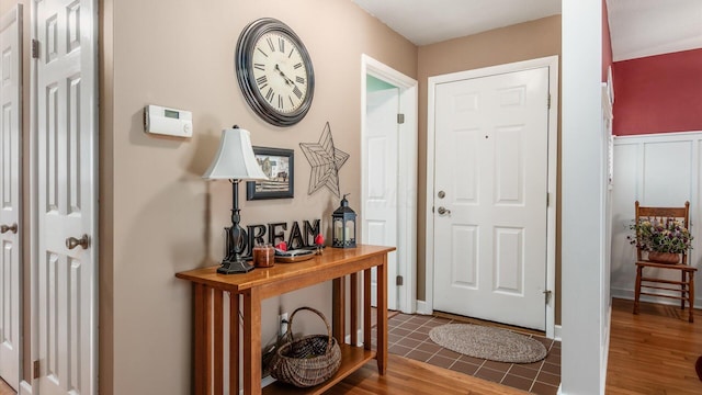 452 Jefferson Rd, Newark, OH 43055 - foyer entrance featuring wood finished floors and a wainscoted wall
