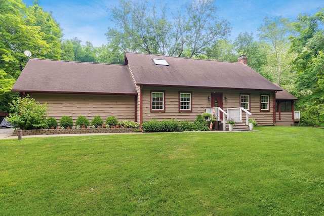 8622 Lott Rd, Marengo, OH 43334 - view of front of home featuring a chimney, a front yard, and roof with shingles