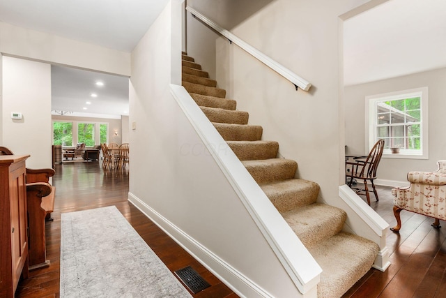 8622 Lott Rd, Marengo, OH 43334 - stairs featuring wood finished floors and recessed lighting