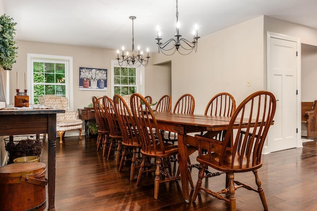8622 Lott Rd, Marengo, OH 43334 - dining room featuring dark wood finished floors and a chandelier