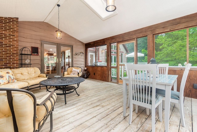 8622 Lott Rd, Marengo, OH 43334 - sunroom featuring lofted ceiling, french doors, and a skylight