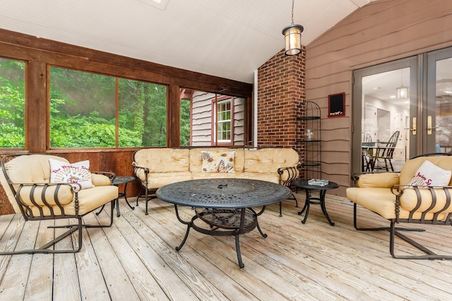 8622 Lott Rd, Marengo, OH 43334 - sunroom featuring vaulted ceiling and outdoor lounge area