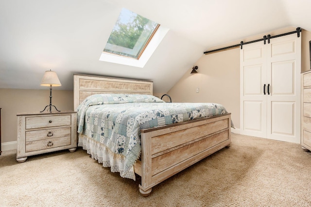 8622 Lott Rd, Marengo, OH 43334 - bedroom featuring vaulted ceiling, a skylight, and light colored carpet