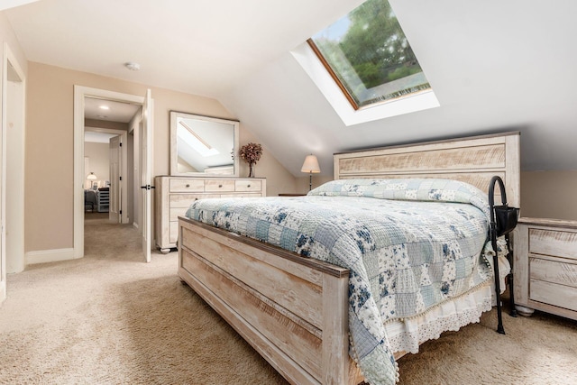 8622 Lott Rd, Marengo, OH 43334 - bedroom featuring a skylight, light carpet, and vaulted ceiling