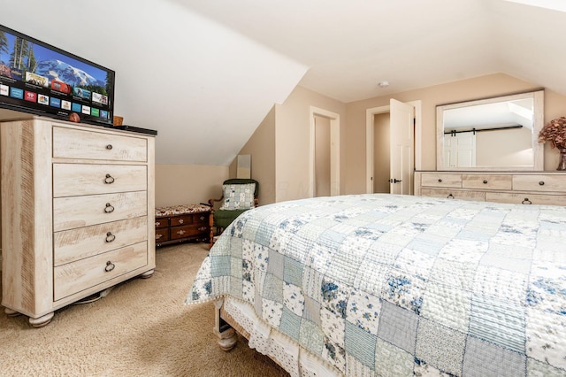 8622 Lott Rd, Marengo, OH 43334 - bedroom with vaulted ceiling and light carpet