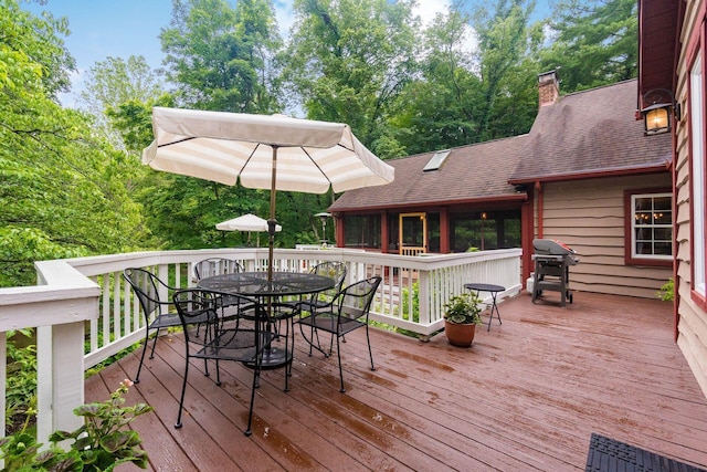 8622 Lott Rd, Marengo, OH 43334 - wooden deck featuring area for grilling and outdoor dining space