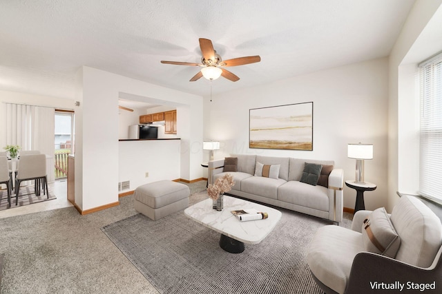 884 Annagladys Dr Unit F2, Columbus, OH 43085 - living area featuring a ceiling fan, healthy amount of natural light, and carpet floors