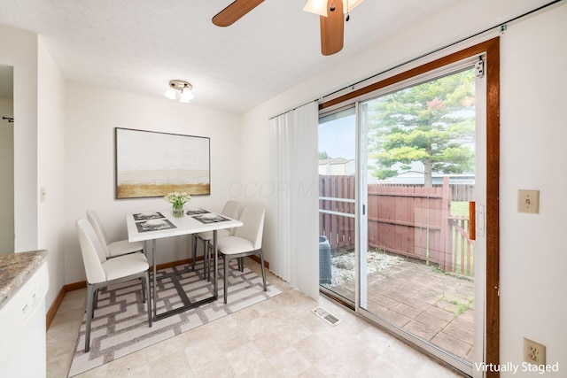 884 Annagladys Dr Unit F2, Columbus, OH 43085 - dining room with a ceiling fan and baseboards