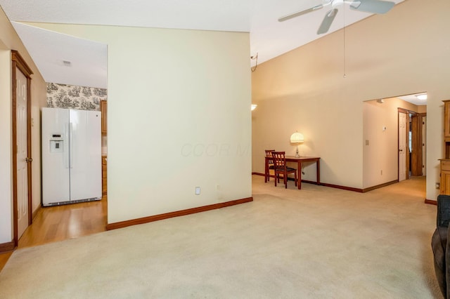 154 Oak Creek Pl, Columbus, OH 43230 - living area with light colored carpet and a ceiling fan