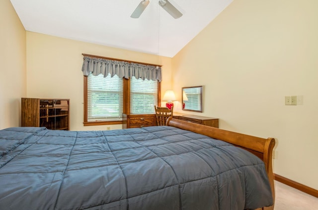 154 Oak Creek Pl, Columbus, OH 43230 - carpeted bedroom with vaulted ceiling and ceiling fan