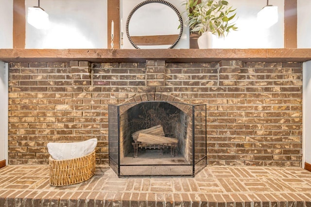 7472 Davis Rd, Hilliard, OH 43026 - detailed view of a brick fireplace and a sink