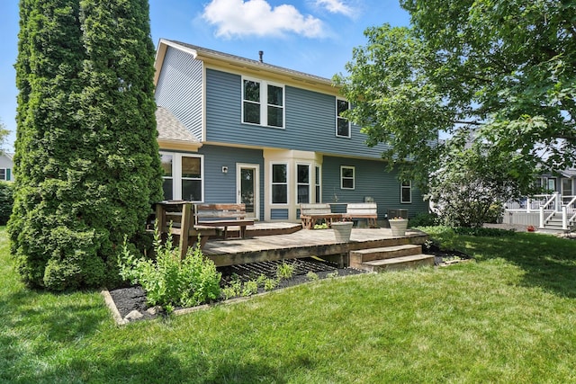 526 Springwood Lake Dr, Columbus, OH 43230 - back of house featuring a lawn and a deck