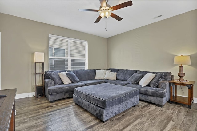 68 Asbury Ave, Newark, OH 43055 - living room featuring wood finished floors and a ceiling fan
