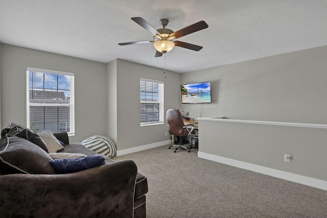 68 Asbury Ave, Newark, OH 43055 - office area featuring carpet and ceiling fan