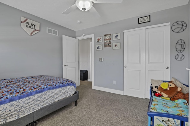 68 Asbury Ave, Newark, OH 43055 - bedroom featuring carpet, a closet, and ceiling fan