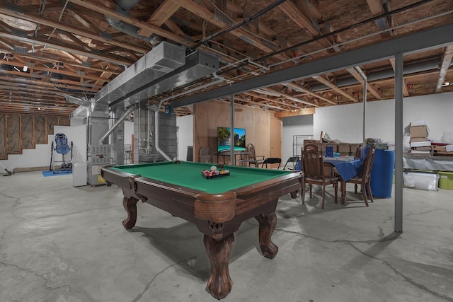 1691 Cloverdale Dr, Lancaster, OH 43130 - playroom with concrete flooring and pool table