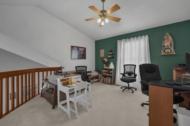 1691 Cloverdale Dr, Lancaster, OH 43130 - carpeted office space with lofted ceiling and ceiling fan