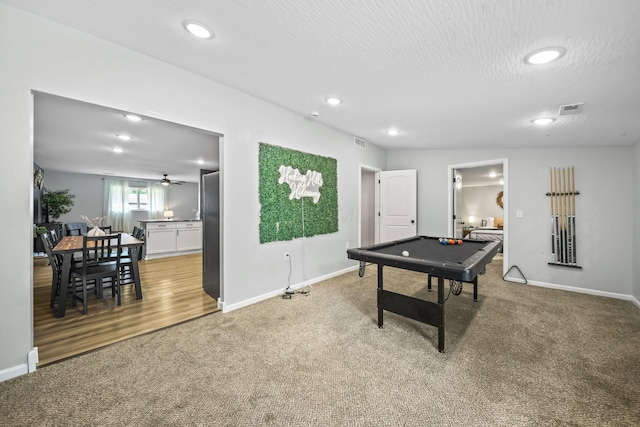 1815 Union St, Lancaster, OH 43130 - rec room with light colored carpet, billiards, recessed lighting, and ceiling fan