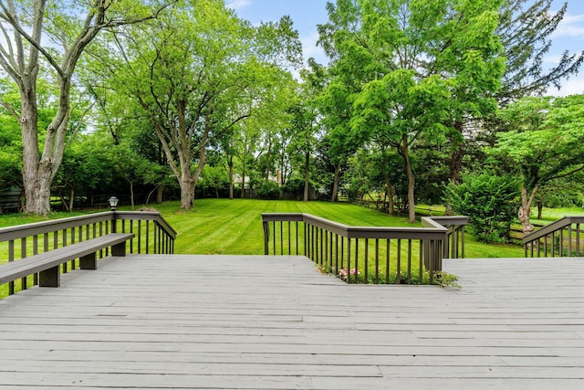 1054 Highland Dr, Columbus, OH 43220 - wooden terrace featuring a yard and view of wooded area