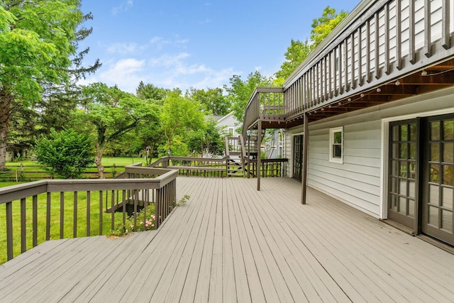 1054 Highland Dr, Columbus, OH 43220 - deck with stairs and a lawn