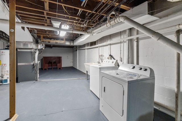 1054 Highland Dr, Columbus, OH 43220 - laundry room featuring washer and dryer and gas water heater