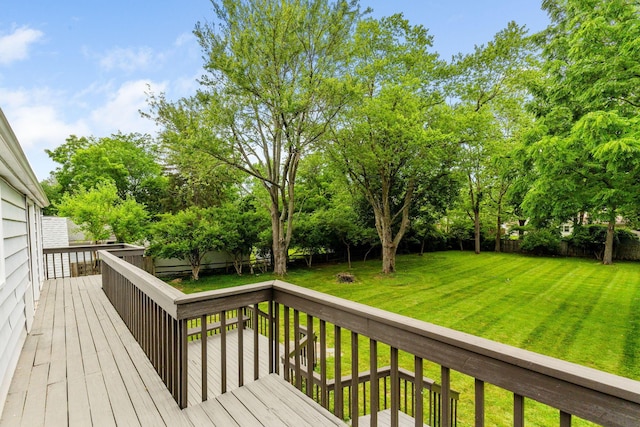 1054 Highland Dr, Columbus, OH 43220 - wooden terrace featuring a fenced backyard and view of wooded area