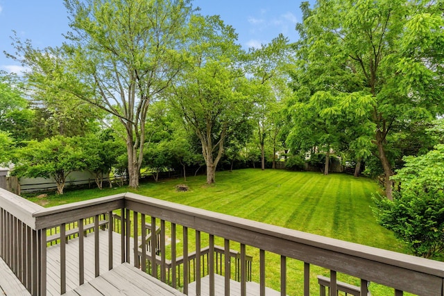 1054 Highland Dr, Columbus, OH 43220 - deck featuring a fenced backyard and view of scattered trees