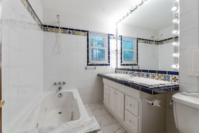 1054 Highland Dr, Columbus, OH 43220 - full bathroom featuring tile walls and vanity