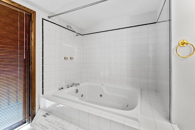 1054 Highland Dr, Columbus, OH 43220 - full bathroom with a combined bath / shower with jetted tub and vaulted ceiling