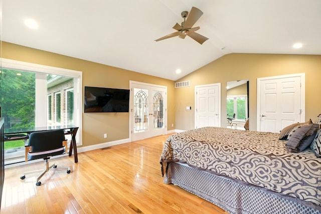 1515 Oak Run Ct, Mansfield, OH 44906 - bedroom featuring vaulted ceiling, light wood-style flooring, recessed lighting, a desk, and ceiling fan